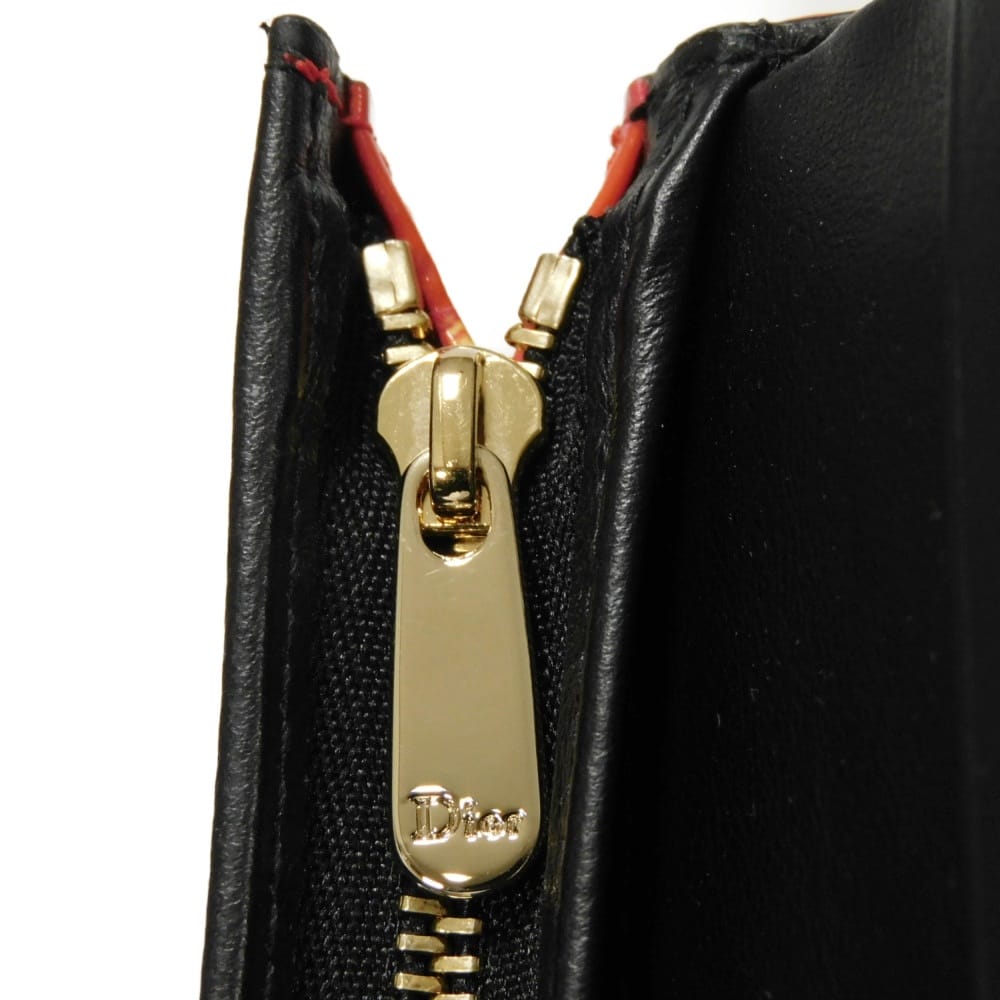 Used 10656 Dragon & Fire Compact Wallet 7941 Patent Embossed Multicolor Logo Charm Orange Red Unisex from Japan