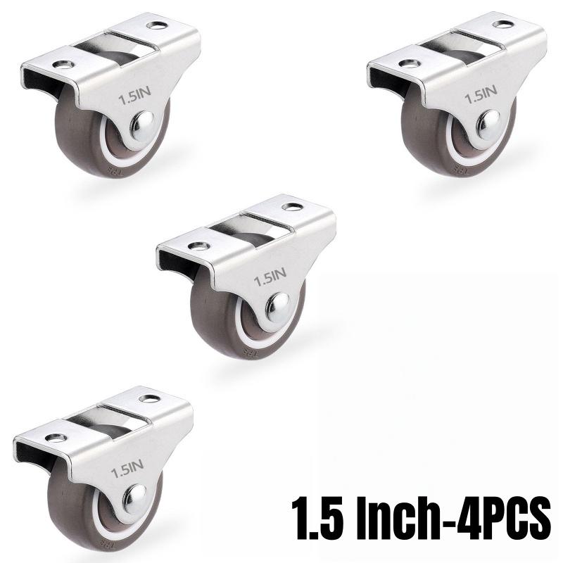 4/8Pcs Mini Rigid Caster Wheels,Small Low Profile Rubber Rolling Wheel Castors Sliding Door Pulley for Furniture,Storage Drawers