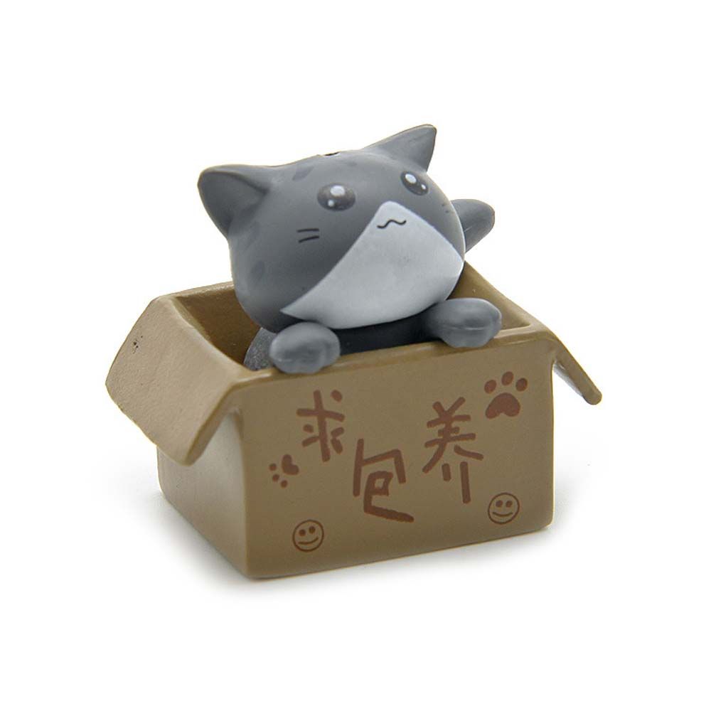 Miniatures Statue Kitten PVC Crafts Cartoon Poor Box Cat Kitty Model Car Figurine Small Statue