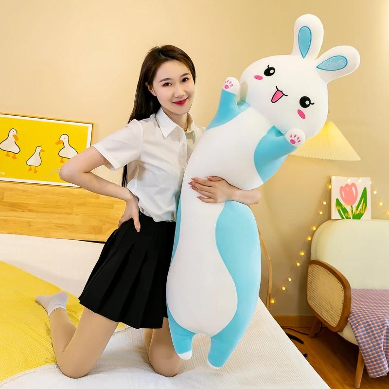 130cm Cute Rabbit Throw Pillow Big Super Soft Pink Rabbit Doll Bed Sleeping Rag Doll Children's Doll Birthday Gift