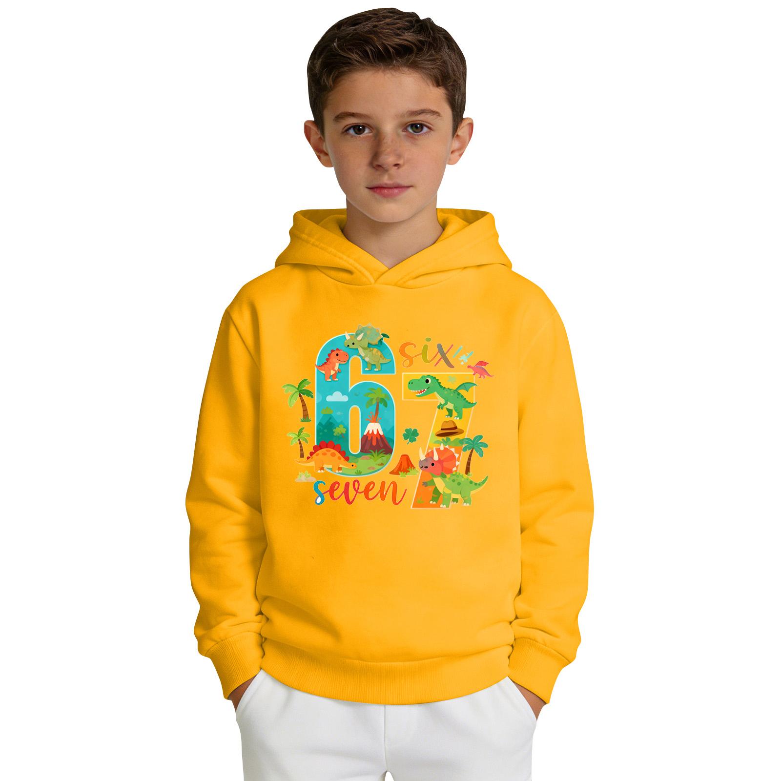 

Boys Printed Hooded Long-Sleeve Sweatshirt Casual Sports Comfort Sweatshirt 160 жовтий