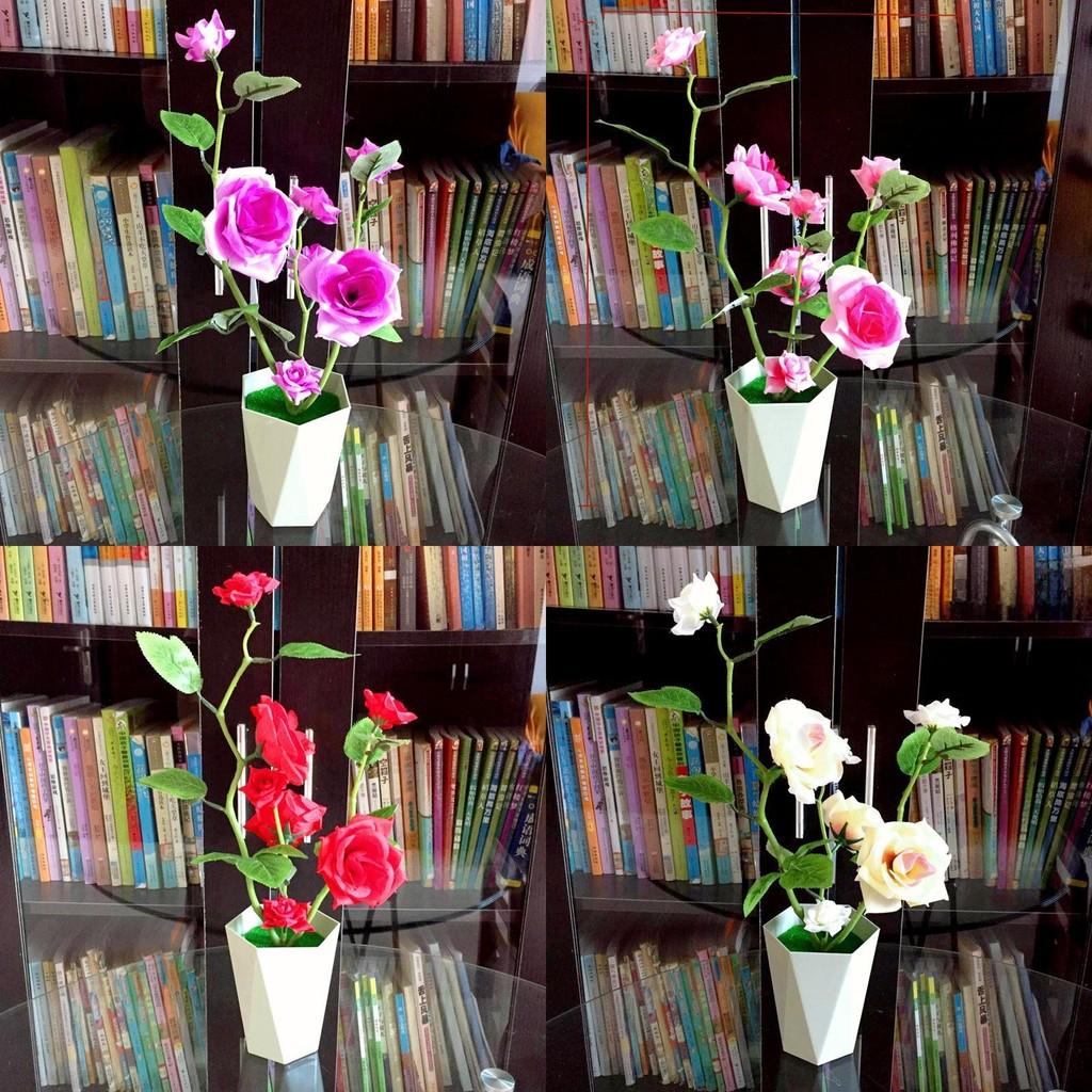 Artificial Rose Plant With Silk Flowers For Home Decor And Gift Use