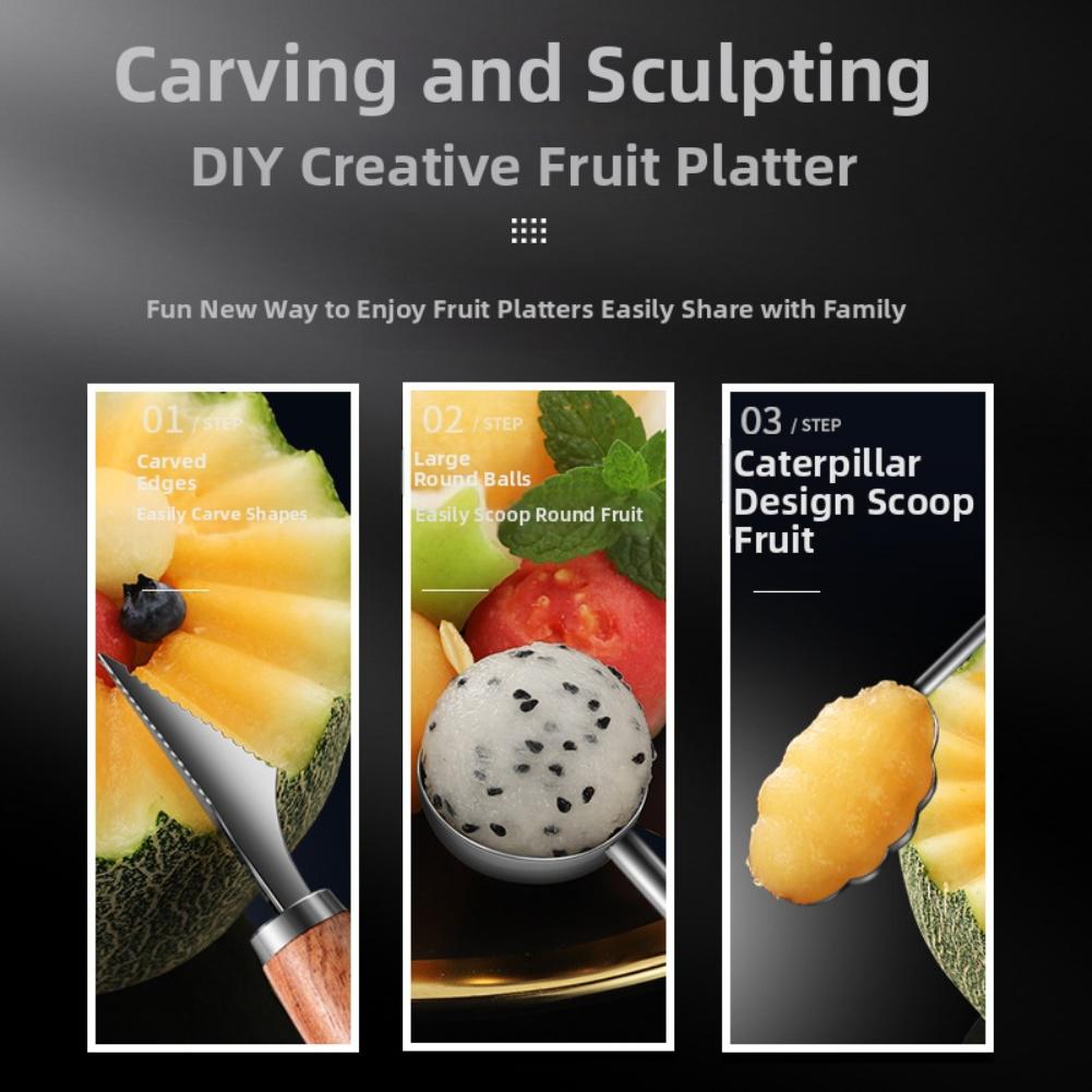For Parties For Buffets Fruit Ball Digger Fun Party Fruit Display Kit Fruit Tools Melon Baller Rosewood Handle