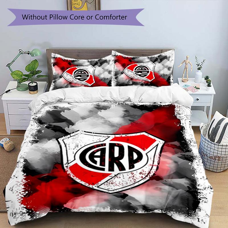3pcs Club Atlético River Plate Pattern Bedding Set Duvet Cover Set Includes Duvet Cover &pillowcases,perfect All Season Bedroom Decoration&gift