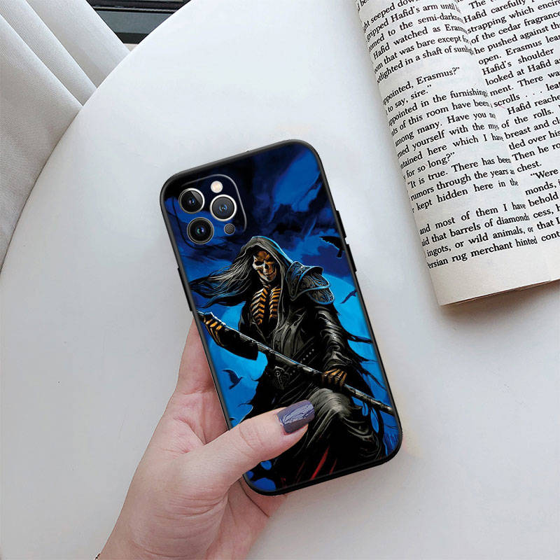 JO60 Grim Reaper Skull Phone Case for Samsung A35 A25 A24 A15 A05S A05 M55 M35 M15 A06 A16 A02 A12 A13 A10 A20 A30 A22 A31 A32 A33 A41 A42 A50