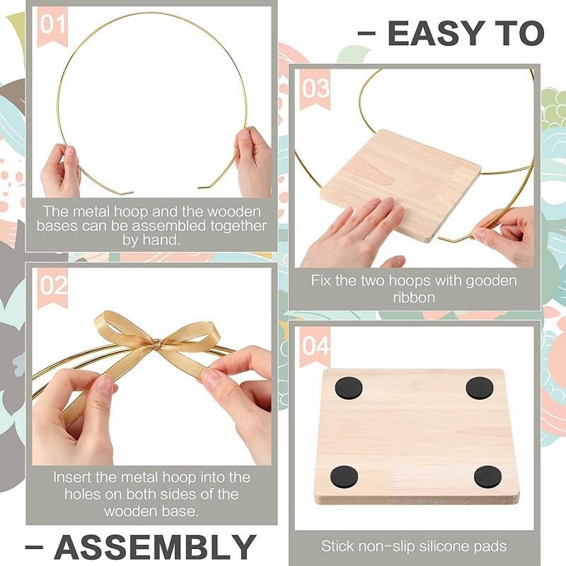 Metal Garland Wood Base Wedding Party Table Ornaments Diy Decoration Wreath