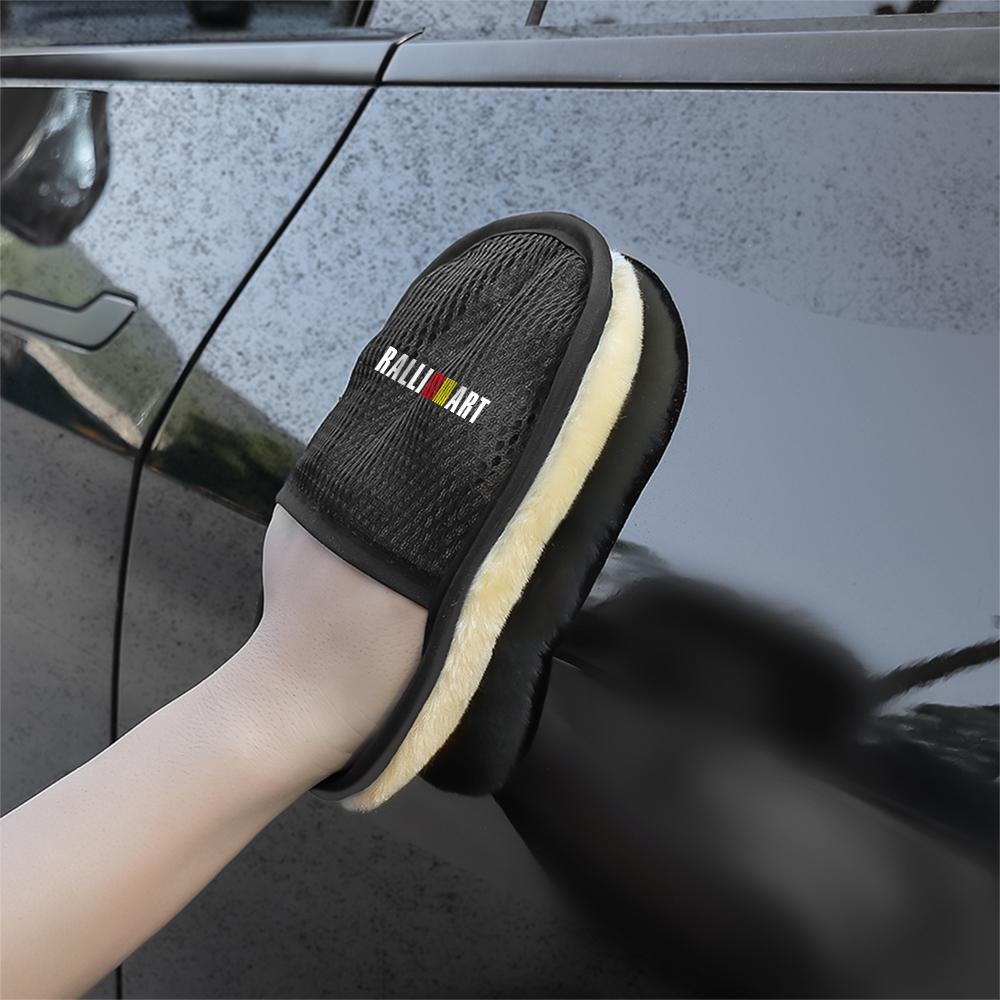 1/2 Stück Auto Styling Wolle Weich Auto Mikrofaser Waschhandschuhe für MITSUBISHI Ralliart Lancer Outlander ASX X CX-30 CX-5 Pajero L200