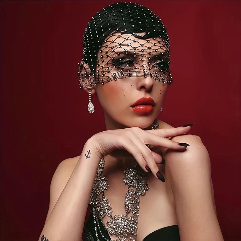 European American Style Fishing Net Headcover Hollow Out Bridal Headwear Beanies  Nightclub