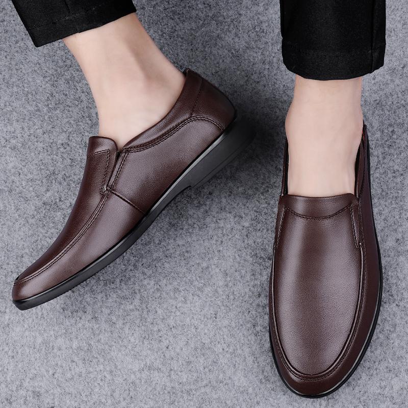 FashionTrendy Men's Genuine Leather Shoes Anti-skid Loafers Men's Casual Shoes Soft Soles Comfortable Driving Shoes Park Walking Shoes