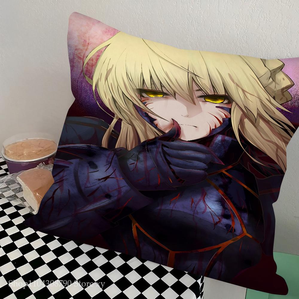Anime Fate Zero Stay Night Saber Pillow Case Square Pillow Bedroom Sofa Leisure Comfort Cushion Car Living Room Home Decoration