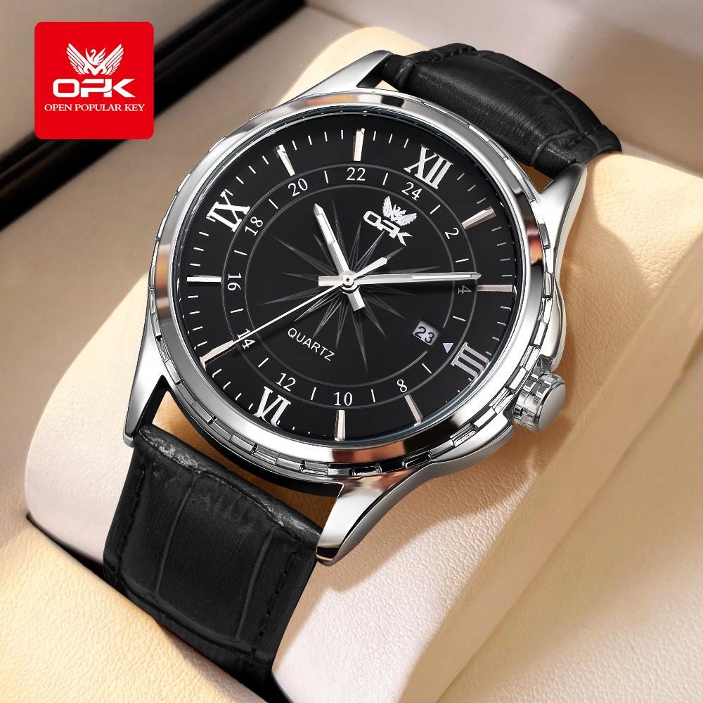 OPK 6003 Watches for Man Leather Strap Waterproof Luminous Elegant Fashion Men's Business Watches Original Quartz Wristwatch Men