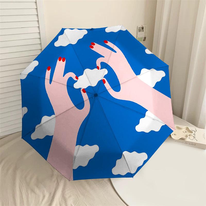 

1PC hands clouds Umbrella-8-Rib Reinforced Portable Folding Travel Suitable for All Seasons Outdoor Daily Use-J331