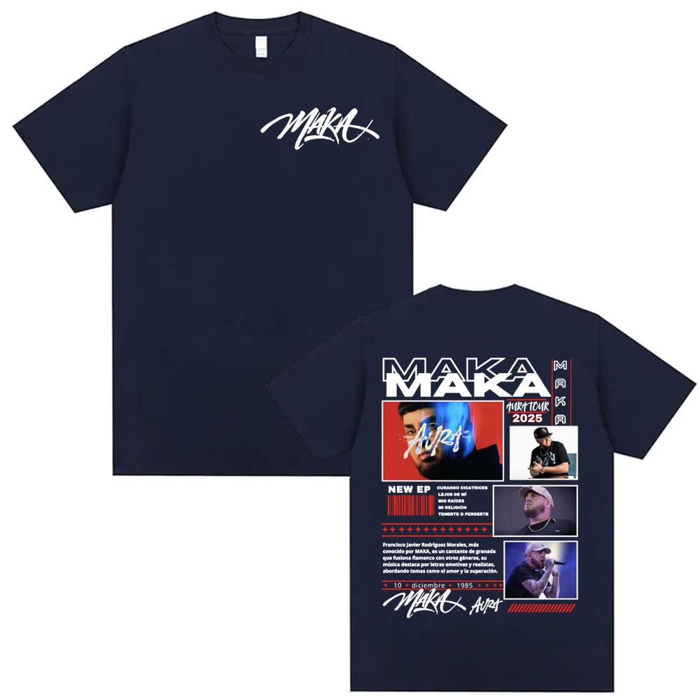 Rapper Maka Aura Tour Album 2025 T Shirts for Unisex Women Vintage Style Harajuku Street Tshirt Casual High Quality Cotton T Shirt