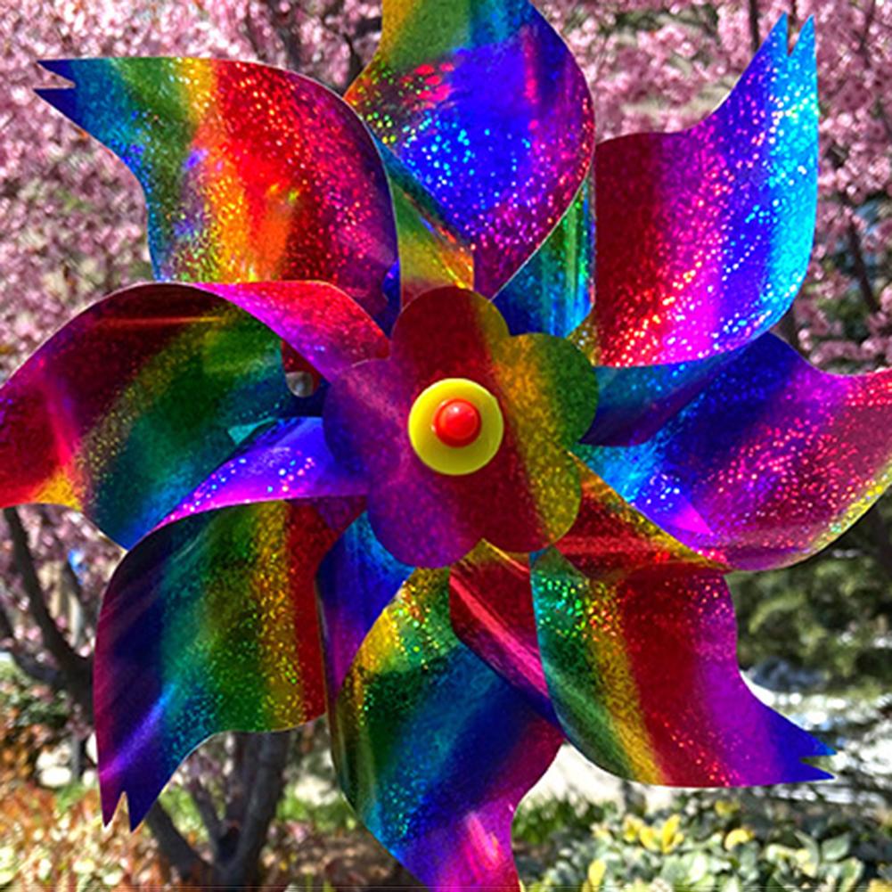 Extra Sparkly Pinwheel with Stakes Bird Repellent Devices Colorful Outdoor Bird Scare Devices for Yard Garden Decor