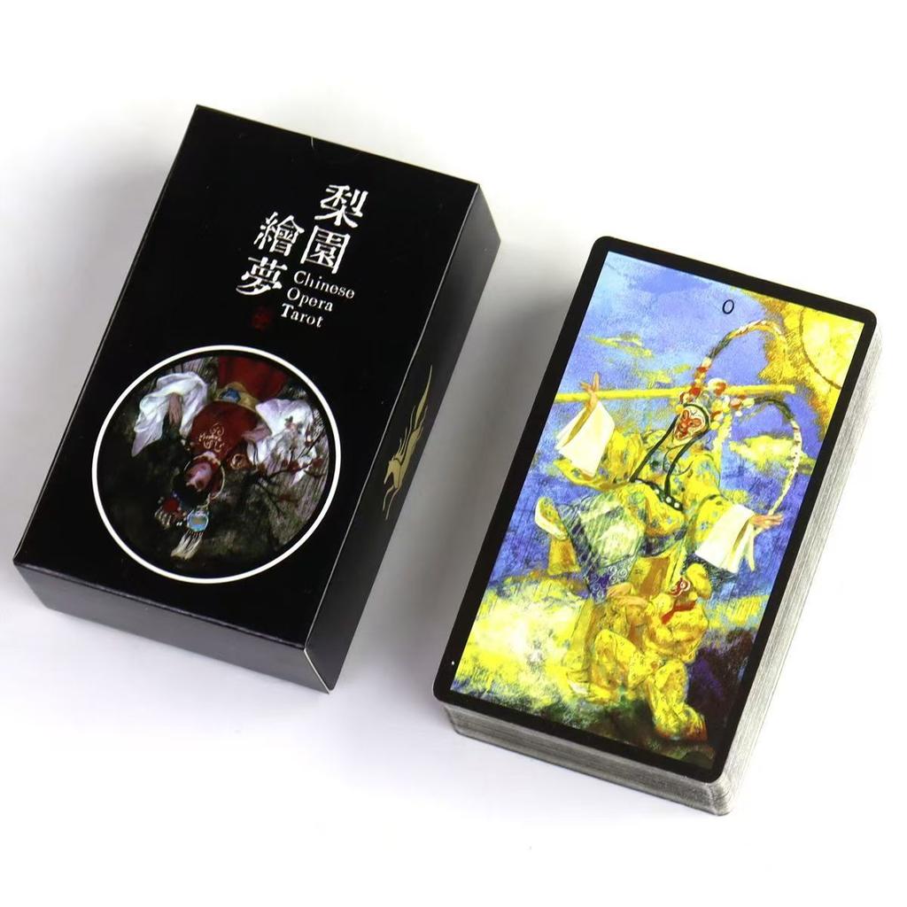 Chinese Opera Tarot Deck Black Border, Waite-Based System 78 Pcs Cards Perfect for Collectors & Readers 10.3*6cm