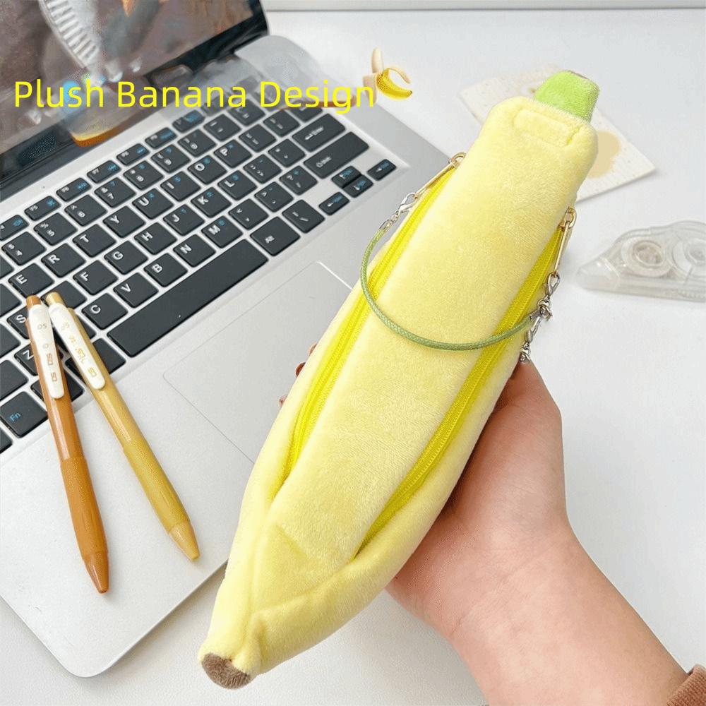 Print Banana Shape Pencil Case Desktop Storage Cloth Stationery Bag Stationery Holder