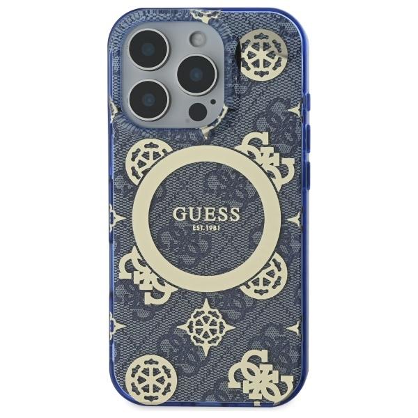 Guess Guhmp16Lh4Pyeeb Iphone 16 Pro 6.3 Niebieski/Blue Hardcase Iml Peony On 4G Background Magsafe