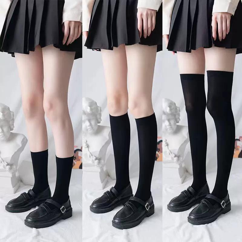 Velvet Calf Socks: Spring/Summer Breathable Over-the-Knee White JK School Style