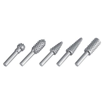 5Pcs Hard Alloy Rotary Burr Rasp File Set 6.3mm Shank Wood Carving Drill Bits