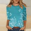 Women's O-neck 3/4 Sleeve  Print Top