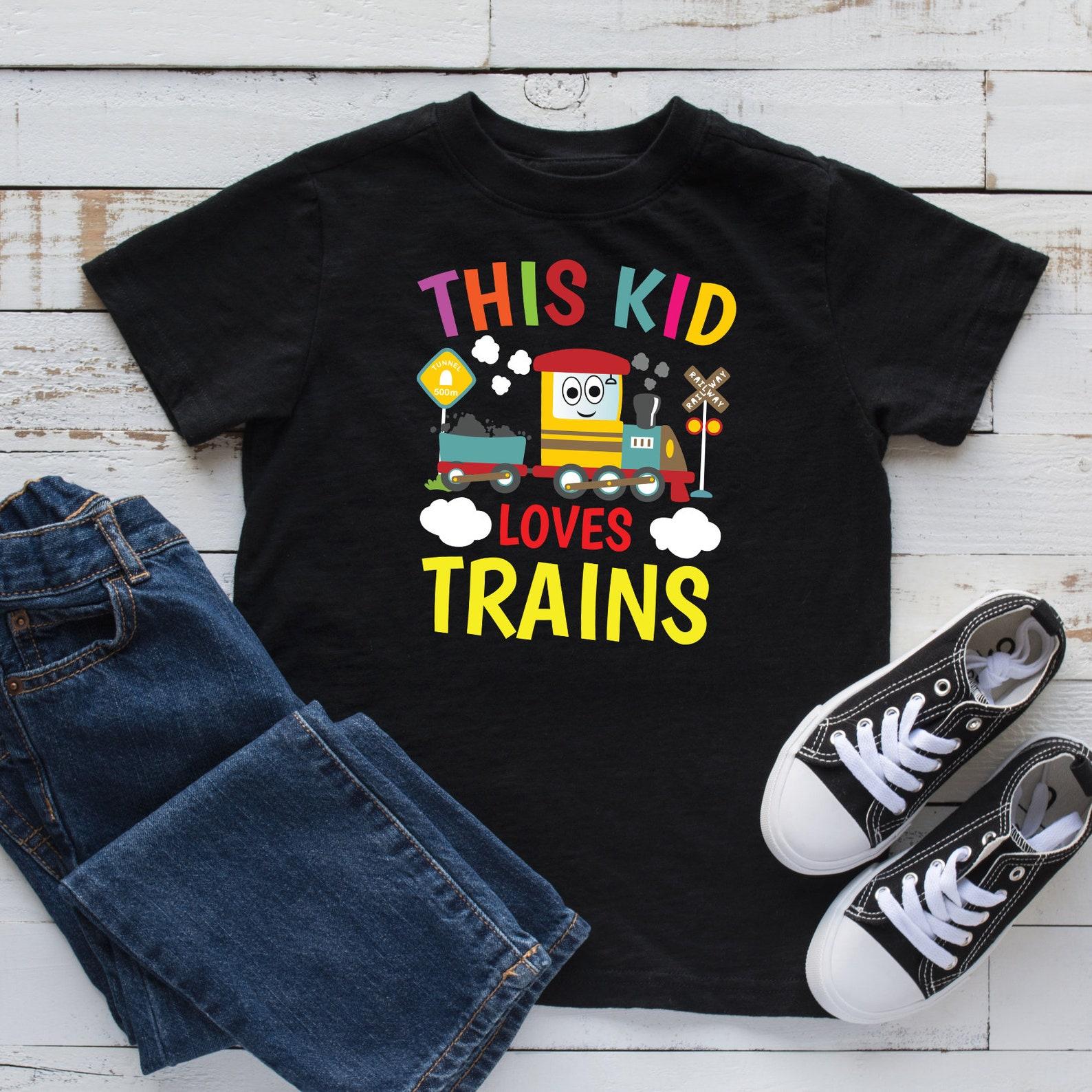 This Kid Loves Trains Kids T-Shirt, Cute Train Toddler Shirt, Baby Bodysuit, Kids T-shirt S