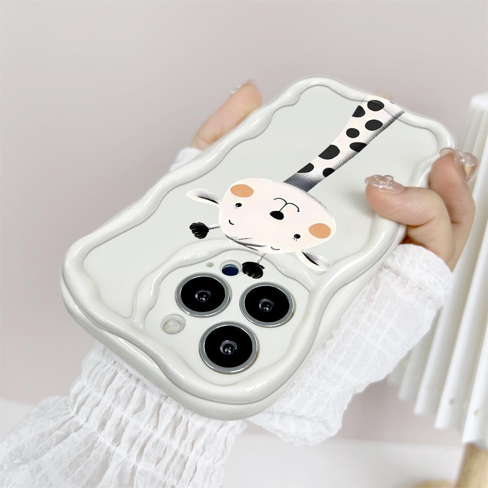 Cartoon Pattern Cream Texture Casing Wavy Edge Soft Silicone Cover Phone Case for IPhone Samsung Huawei Honor Xiaomi Redmi Infinix Tecno