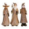 Christmas Statue Resin Christmas Statue Table Ornaments 32cm Classic Handmade Imitation Linen Sculpture Realistic Santa Claus