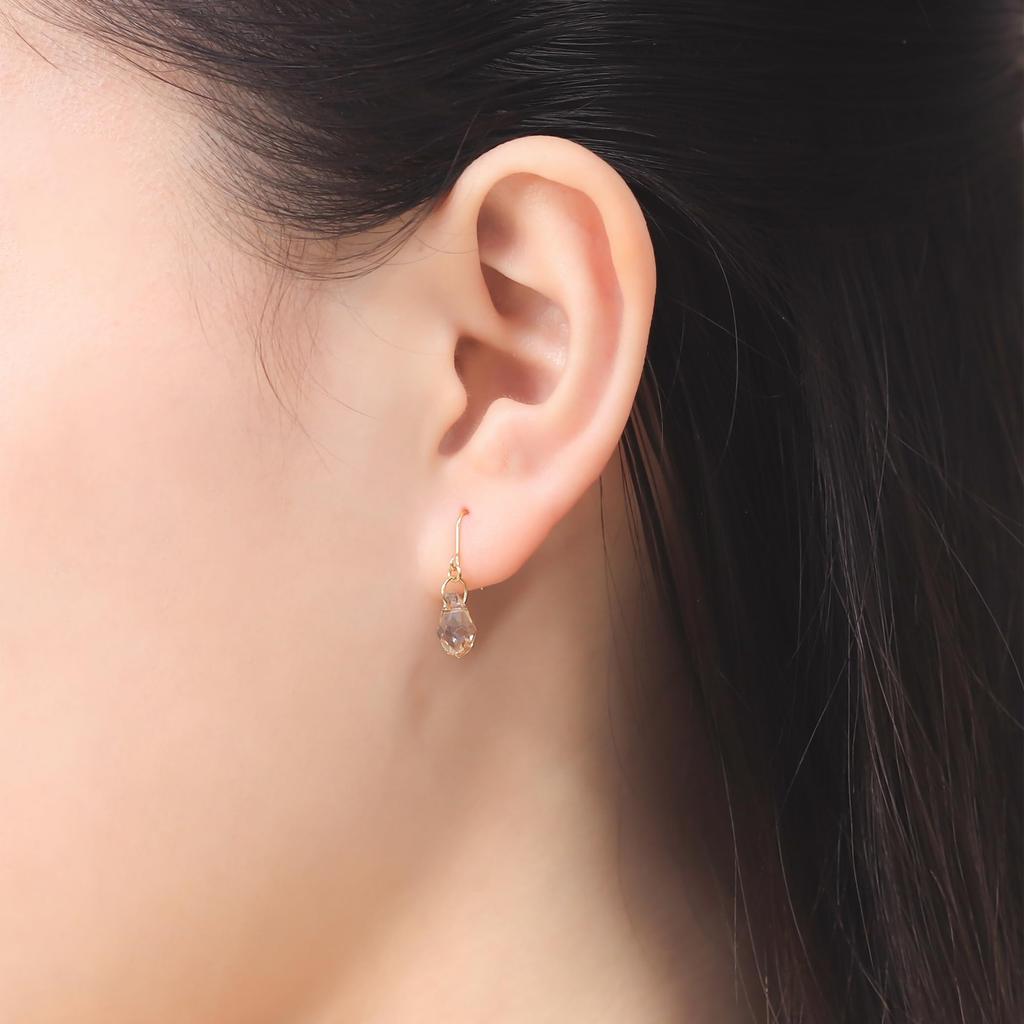 ESTELLE [Official] [Web Exclusive] Women's Hook Earrings, 10K Yellow Gold with Crystal, 0202-3087-0019-0000