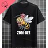 UnisexS Zombie Bee Apocalypse Graphic TShirt with Creepy Undead Horror Design Black Pure Cotton Shortsleeve Tee Outdoor Clothing