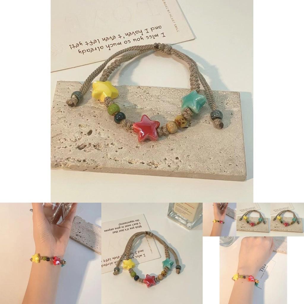 Lightweight Luxury Handmade Ceramic Bracelet With Geometric Star Beads