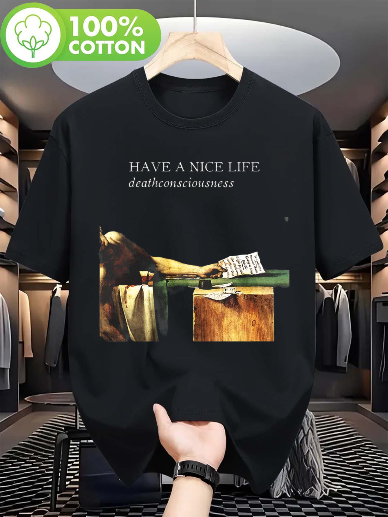 

Men s Retro Urban Style T-shirt - WISH YOU A GOOD LIFE Death Awareness Lyrics and Artwork Printed Music Album - Men s Summer ... 5XL різнокольоровий
