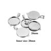 5Pcs Stainless Steel 18*25mm Drop Cabochon Cameo Base Setting Charms Round 15mm Connectors Pendant Necklace Jewelry Findings