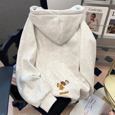 Japanese Chic Unique Embroidered Hooded Sweater Women's Fleece Lazy Wind Cute Age Reduction Jacket