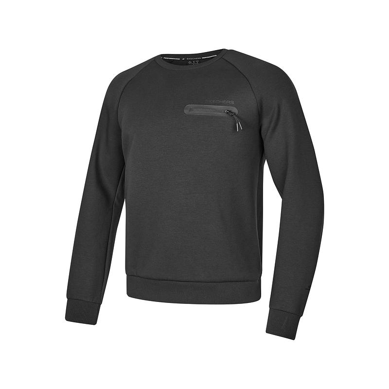 Skechers Goknit Round Neck Comfortable Simple Versatile Sweatshirt Men tops Carbon-Black P424M038-0018 S