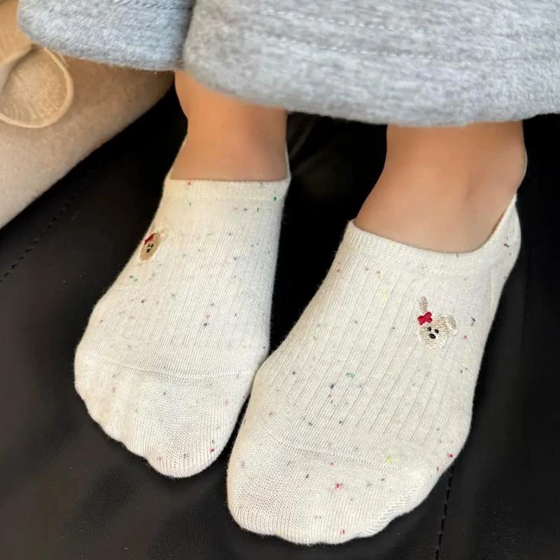 New Women's Summer Thin Non-slip Low Cute Socks Ins Trendy Japanese Cute Animal Pattern Spot Yarn Kawaii Casual Low-Cut Socks