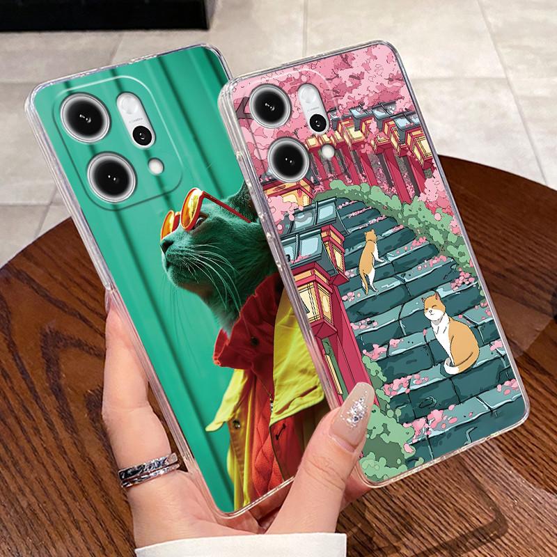 Casing For Oppo Reno14 / Reno 14F / Reno 14 Pro Clear Silicone Jelly Soft TPU Back Cover Cute Rabbit Cat Dinasaur Phone Case