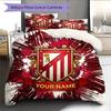 Custom Name Atletico Madrid Pattern Bedding Quilt Set  Home Decoration  Gift (1 * Duvet Cover + 2 * Pillowcase  Without Core)