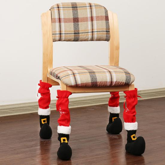Yousheng Christmas Chair Leg Covers Cartoon Table Chair Leg Socks Non-slip Furniture Protective Cover for Xmas Home Kitchen Dining Room Decor