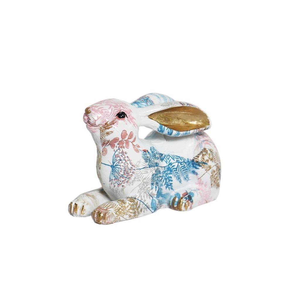 

Фигурка кролика из смолы, милая мультяшная скульптура животного, красочная креативная статуэтка кролика, шкаф