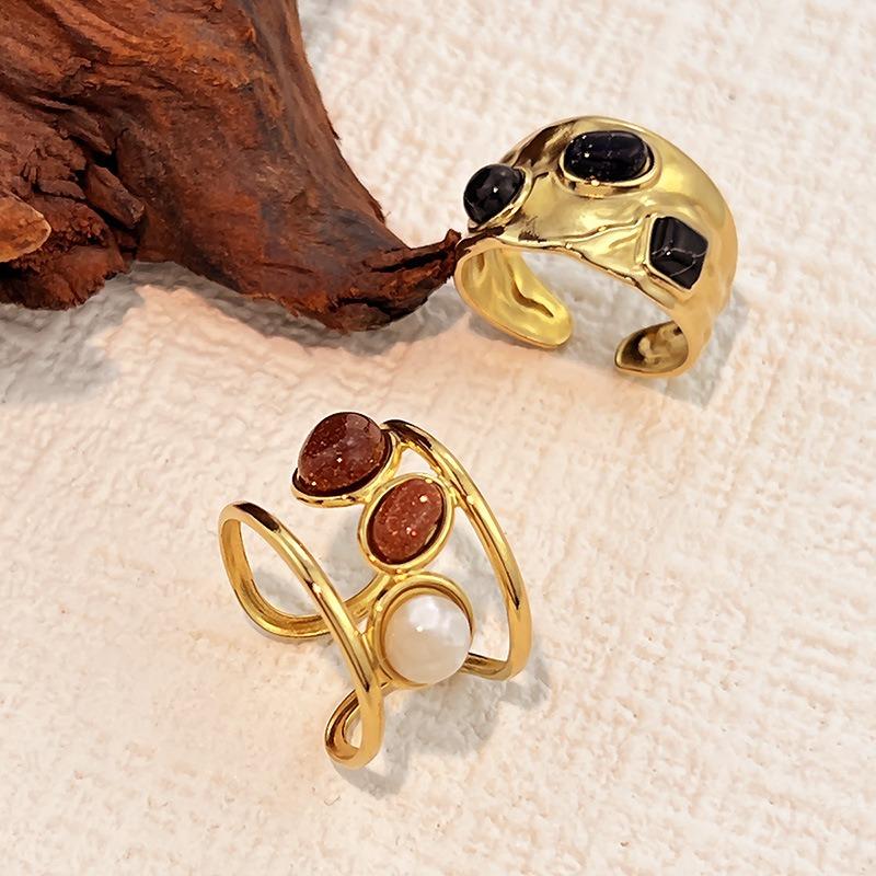 European and American Fashion Stainless Steel Ring French Medieval Turquoise Ring Titanium Steel Non-fading Jewelry