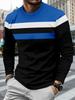 Herren Crew-Neck Langarm-T-Shirt, Gestreiftes Adler-Emblem-Print, Atmungsaktives Lässiges Oberteil
