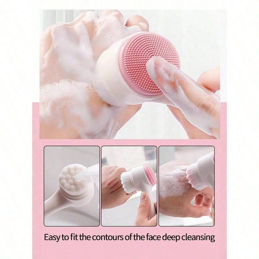 1pc Soft Silicone Facial Cleansing Brush, 2 In 1 Face Cleaning Brush, Facial Exfoliating Pore Deep Cleansing Brush