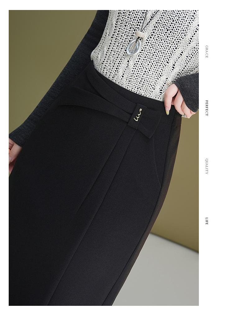 Women's High-Waisted Slit Pencil Skirt - Autumn Slim Fit Fashionable Drape Style