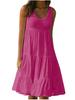 Women's Sleeveless Round Neck Beach Dress - 7 Colors, 8 Sizes, Big Swing Design