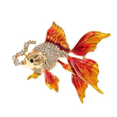 Nya guldfiskbroscher för kvinnor söta djur Rhinestone Design Pin