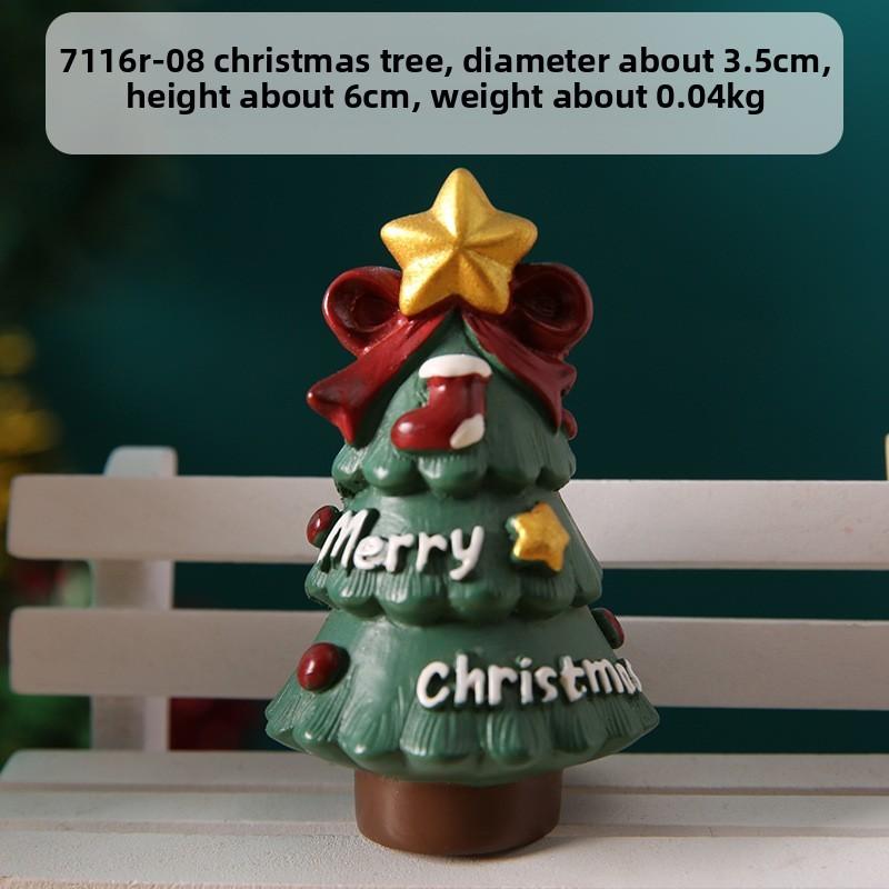 Animal Christmas Resin Figurine Set Santa Claus Tree Decor Kids Gift Birthday