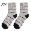Skiing Thermal Layer Socks Thickened Coral Fleece for Men, Striped Mid-calf Socks, Soft Non-slip Cozy Winter Hosiery Fuzzy Crew Winter, Cold