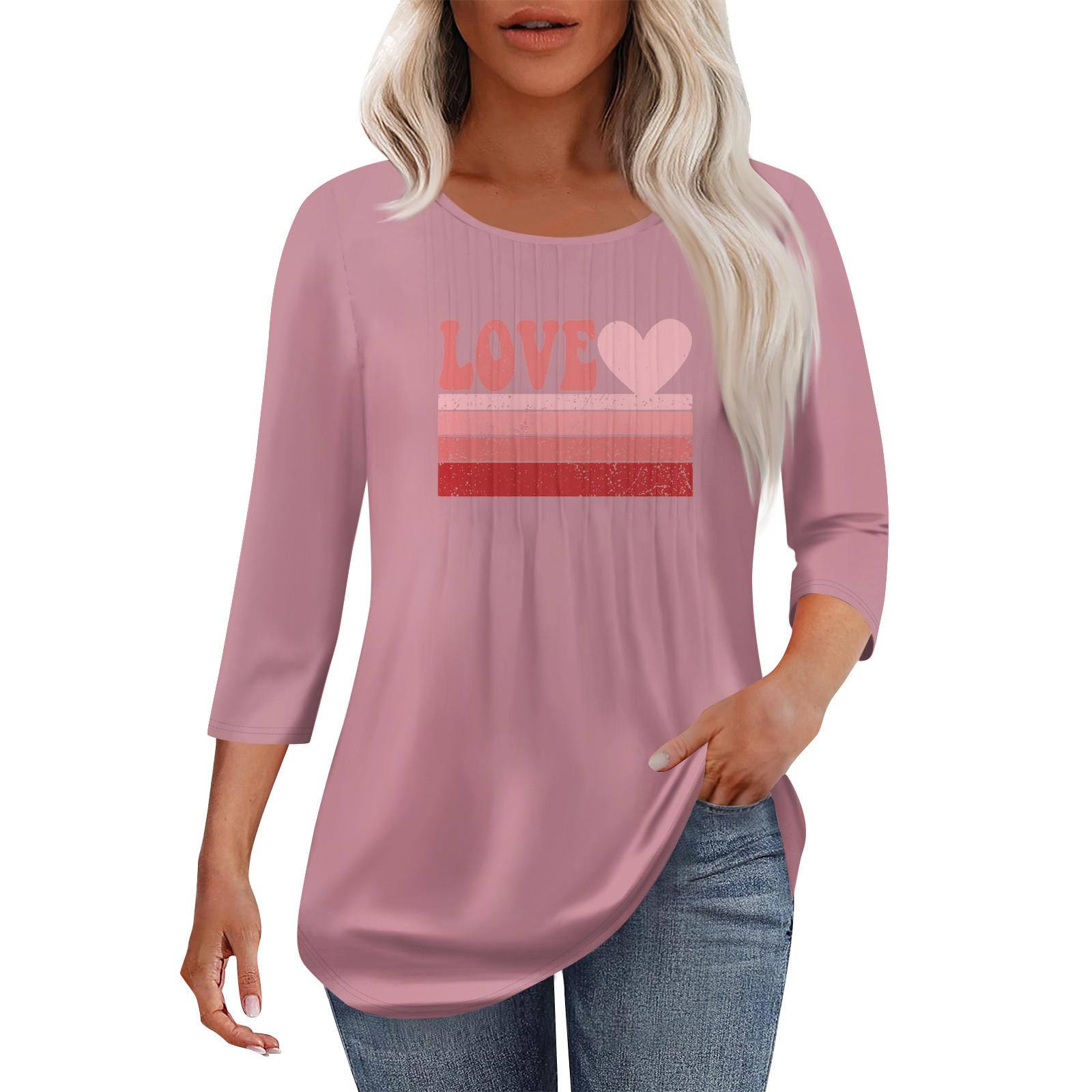 

Жіноча модна повсякденна плісована футболка з круглим вирізом і сімома чвертями рукавів XL