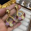Hong Kong Style Fashion Geometric Dripping Dopamine Color Matching Earrings Women'S Retro Niche Temperament Light Luxury High-End Earrings