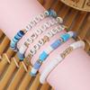 5Pcs/lot Multicolor Soft Clay Beads Bracelets Beaded Elastic Bangles Stackable